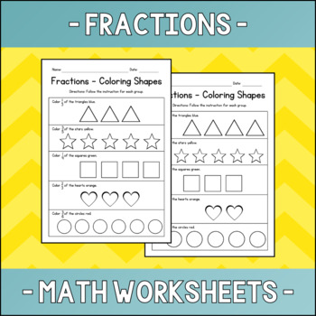 Preview of Fractions Coloring Activities - Parts of a Set Math Worksheets - Test Prep