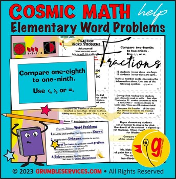 Preview of Math 40 Elementary Word Problem Cards: Fractions - Common and Decimal