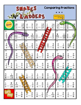 Preview of Fractions - Comparing Fractions - Board Game - Snakes and Ladders