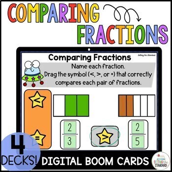 Preview of Comparing Fractions with Like Denominators & Numerators 3rd Grade Boom Cards
