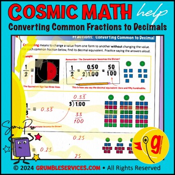 Preview of Mental Math & Number Sense: Converting Common Fractions into Decimal Fractions