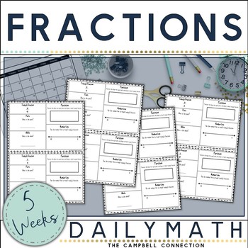 Preview of Fractions on a Number Line Worksheet Daily Math | Distance Learning