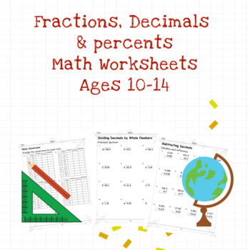 Fractions, Decimals And Percents Math Worksheets, Math Skills Series