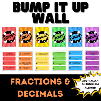Preview of Fractions & Decimals Bump it up Wall - Student Friendly