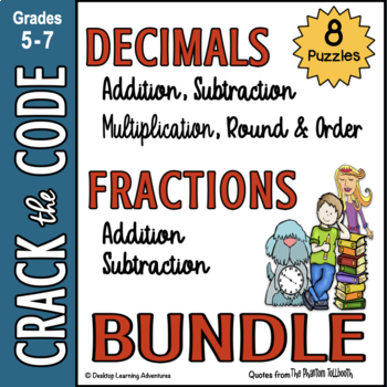 Preview of Fractions & Decimals Computation Practice - Crack the Code