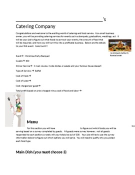 Preview of Fractions, Decimals, Percent - Catering Company math project