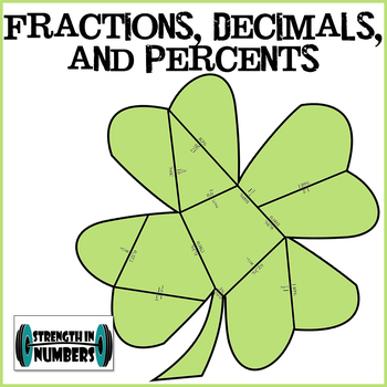 Preview of Fractions, Decimals, Percent Coversions St. Patrick's Day Shamrock Puzzle