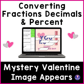 Preview of Fractions Decimals Percent ❤️ VALENTINES DAY | Math Mystery Digital Activity