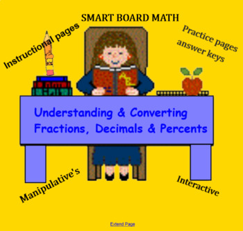 Preview of Fractions - Decimals - Percents  converting; for Smart boards.
