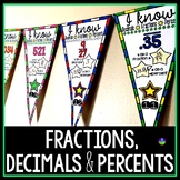 Fractions, Decimals, Percentages Math Pennant Activity