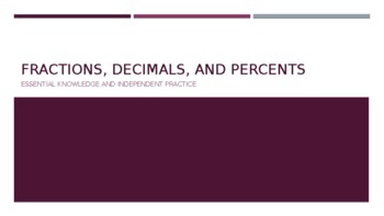 Preview of Fractions Decimals Percents Review