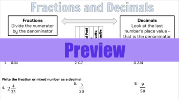 Preview of Fractions, Decimals, Percents Review