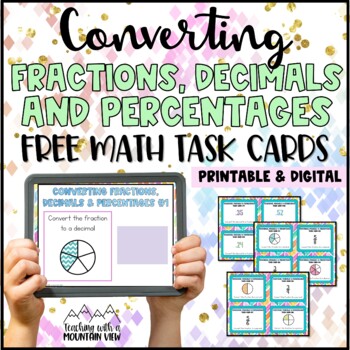 Preview of Fractions, Decimals, Percents Task Cards