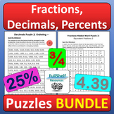 Fractions Decimals Percents Worksheets Early Finisher Revi