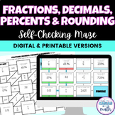 Fractions Decimals Percents and Rounding Maze - Digital Ac
