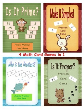 Preview of Fractions, Decimals, Prime Numbers, Centers: Math Card Games Bundle