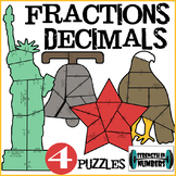 Fractions Decimals USA/Patriotic Puzzle Set (4) First Day 
