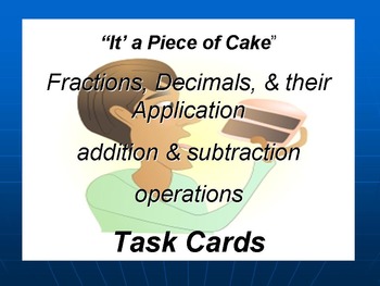 Preview of Fractions, Decimals, and Applications Task Cards