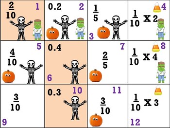 Preview of Fractions, Decimals and Decomposition with October Theme Pattern