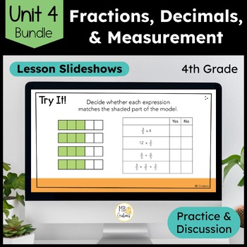 Preview of Fractions, Decimals, and Measurement - iReady Math 4th Grade Unit 4 Slideshows