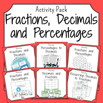 Preview of Fractions, Decimals and Percentages Activities Bundle