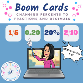 Preview of Boom Cards! Changing Percents to Fractions and Decimals