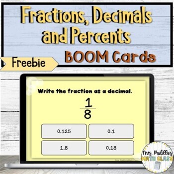 Preview of Fractions, Decimals, and Percents BOOM CARDS for Distance Learning