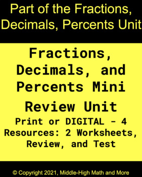 Preview of Fractions, Decimals, and Percents Mini Unit - GOOGLE DOC VERSION