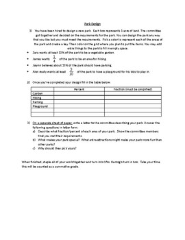 Preview of Fractions, Decimals, and Percents Park Design