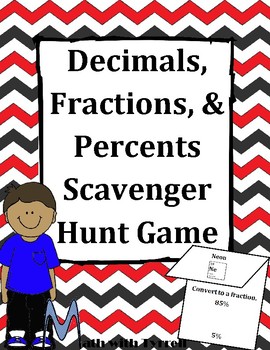 Preview of Fractions, Decimals, and Percents Scavenger Hunt Game