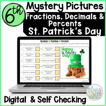 Preview of Fractions, Decimals and Percents St Patrick's Day Mystery Picture