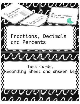 Preview of Fractions, Decimals and Percents Task Cards