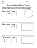 Fractions, Decimals, and Percents Task:  Preparation for 6.RP.3c