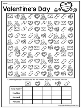 Fractions Decimals and Percents: Valentine's Day Math Activity | TpT