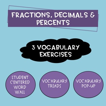 Preview of Fractions, Decimals and Percents Vocabulary Activities