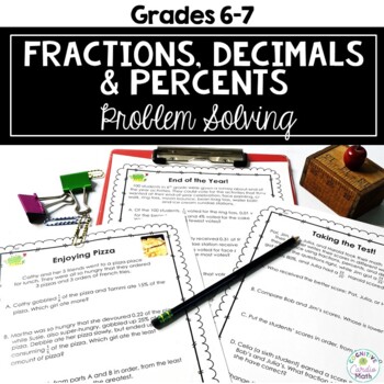 Preview of Fractions, Decimals, and Percents Word Problems | Problem Solving Activities