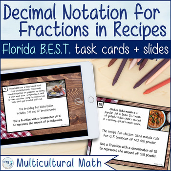 Preview of Relate Fractions and Decimals in Recipes - Florida BEST MA.4.FR.1.1, 1.2 & 2.3