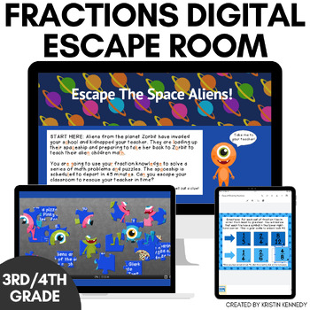 Preview of Fractions Digital Escape Room - Simplifying, Comparing, Equivalent Fractions etc