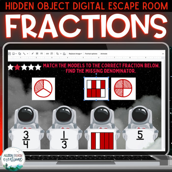 Preview of Fractions Digital Escape Room | Fraction Math Game