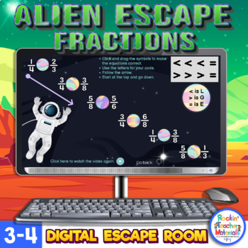 Preview of Fractions Digital Escape Room-Comparing, Ordering, and Equivalent Fractions Game