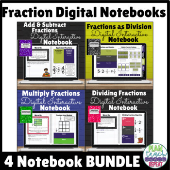 Preview of Fractions Digital Interactive Notebook Bundle - Distance Learning