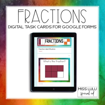 Preview of Fractions Digital Task Cards for Distance Learning w/ Google Forms