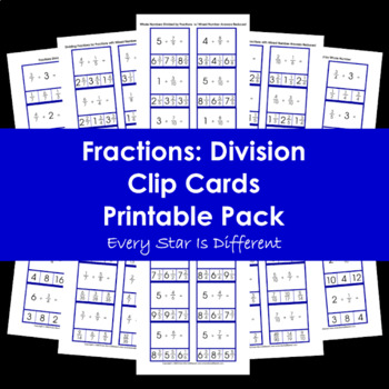 Preview of Fractions: Division Clip Cards Printable Pack