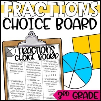 Preview of Fractions Enrichment Activities for 3rd Grade - Math Menu, Choice Board