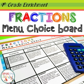 Preview of Fractions Enrichment Choice Board – 4th Grade – Distance Learning