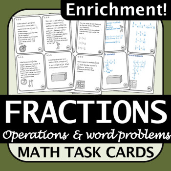 Preview of Fractions Enrichment Task Cards | Versatile Resource | Engaging! BC Math 8