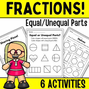 Preview of Fractions - Equal Unequal Parts - Partitioning Shapes