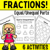 Fractions - Equal Unequal Parts - Partitioning Shapes