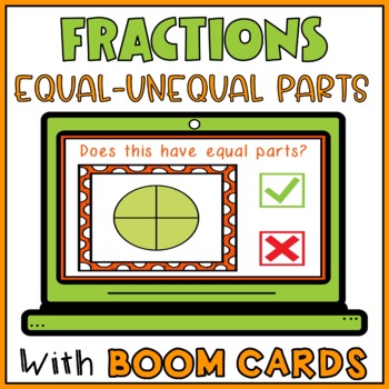 Preview of Fractions Equal and Unequal Parts BOOM CARDS