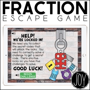 Preview of Fractions Escape Game | Distance Learning